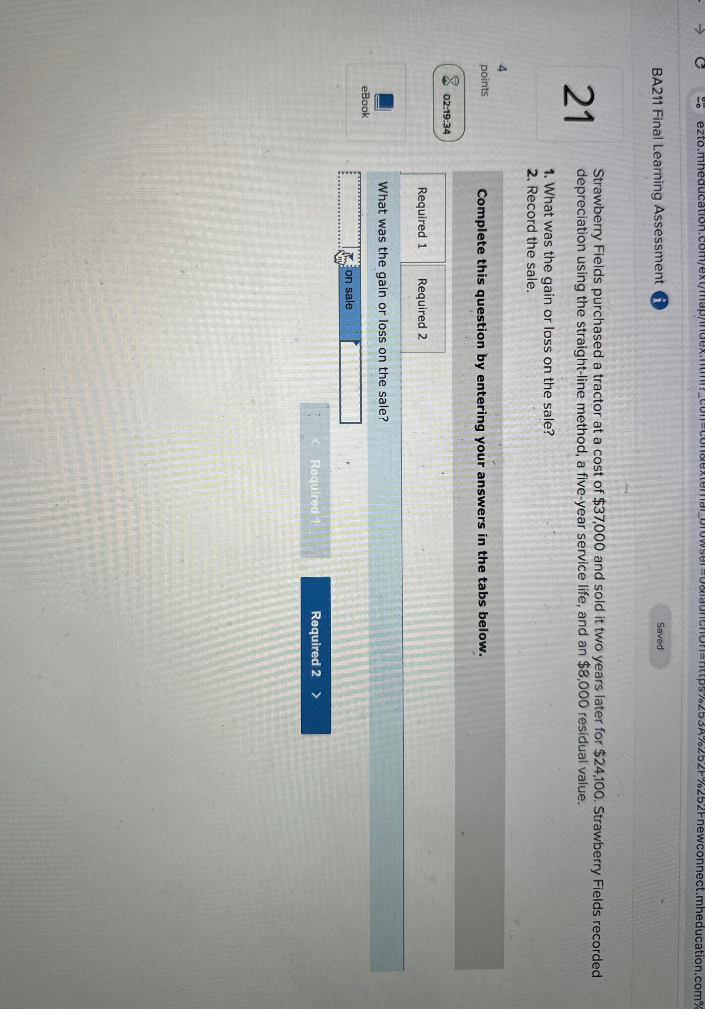  BA211 Final Learning Assessment i 21 4 points 02:19:34 eBook Strawberry