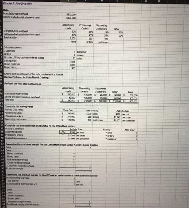  Need to figure the ? in each box with formulas Chapter