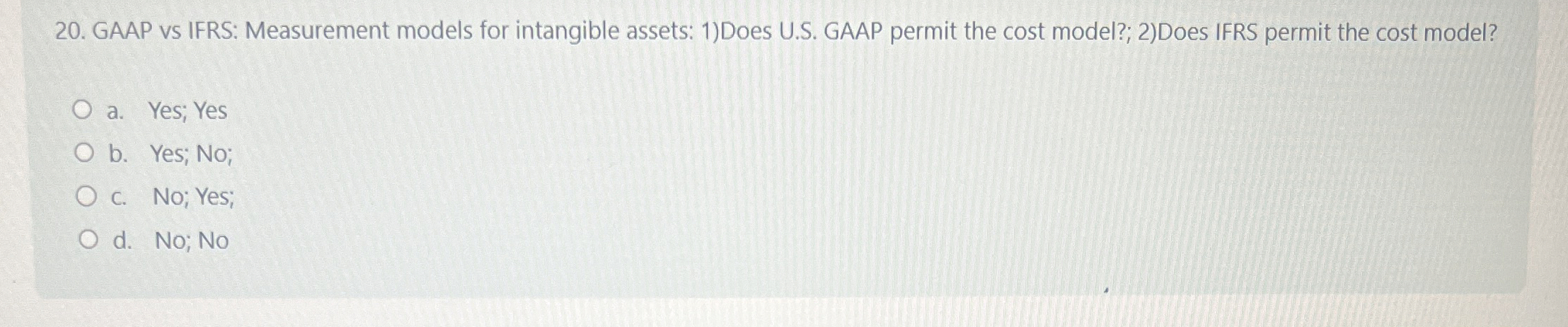  GAAP vs IFRS: Measurement models for intangible assets: 1)Does U.S. GAAP