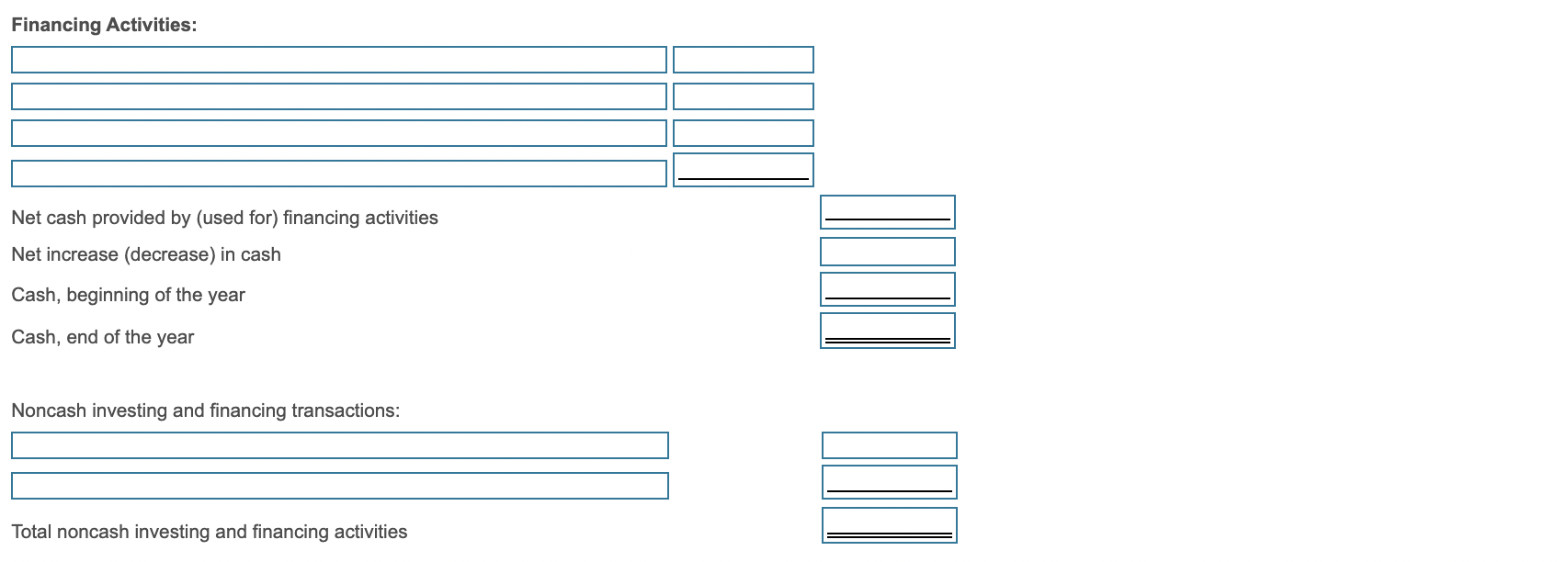 of the categories of cash flows in your response. a. Collection of
