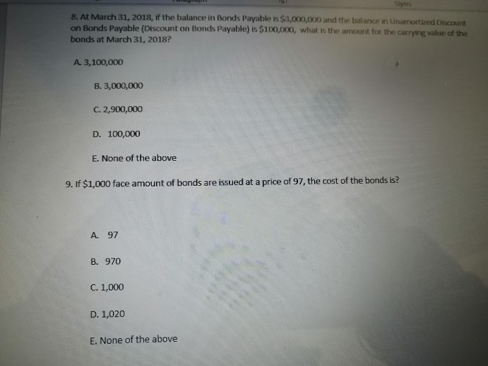 method of bond premium amortization, if $100,000 face amount of bonds are