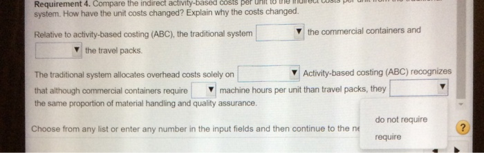 overhead allocation rates to compute the activity-based costs per unit of the
