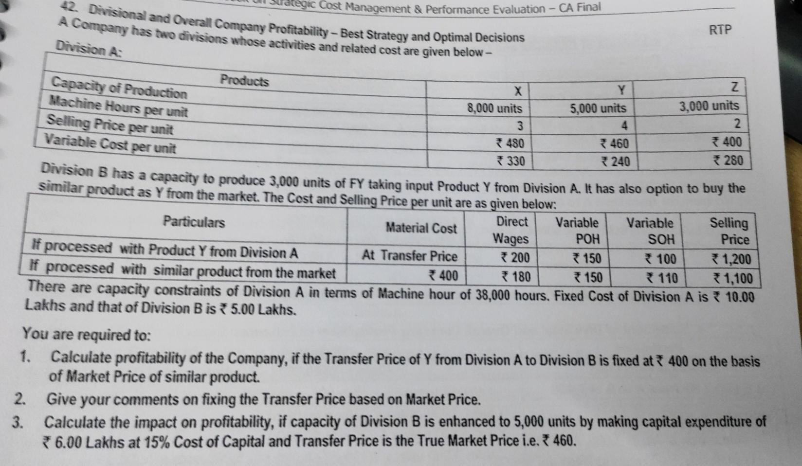  need all otherwise downvoted ategic Cost Management & Performance Evaluation -