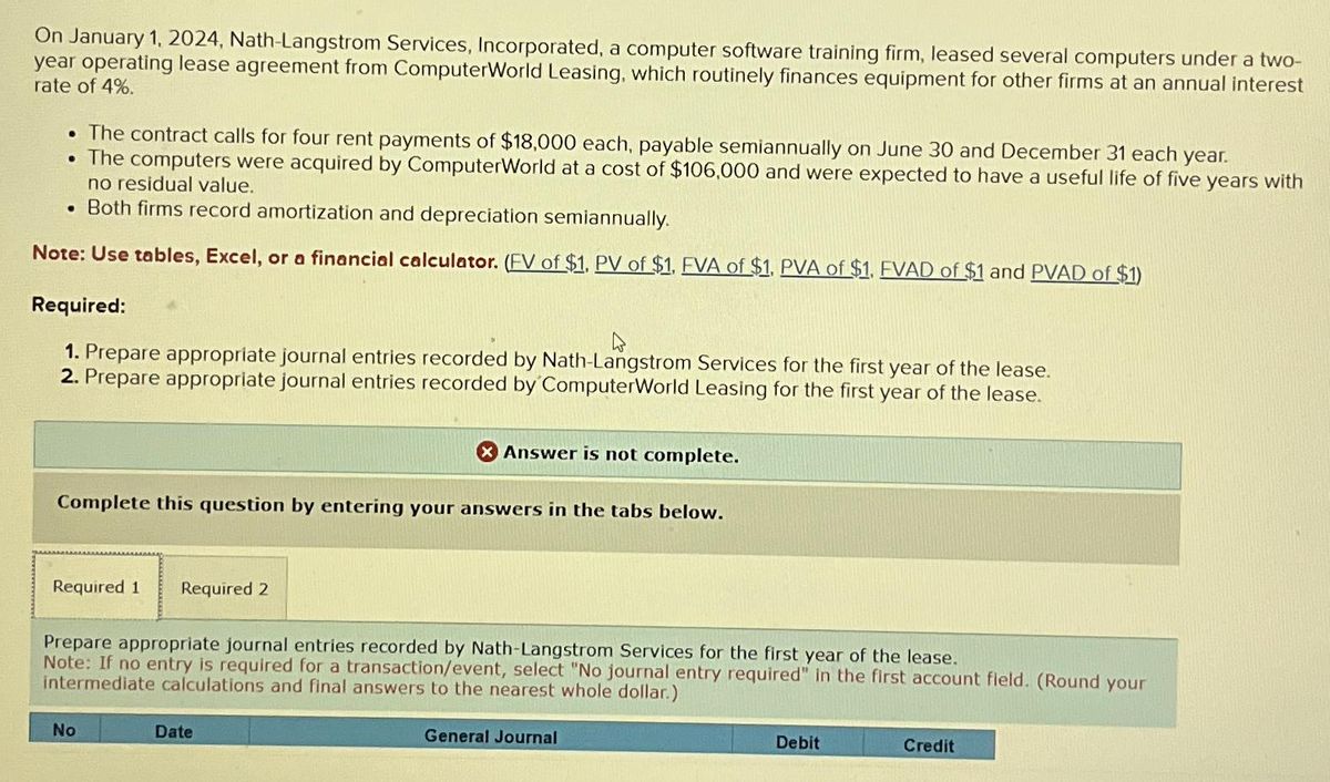  On January 1,2024, Nath-Langstrom Services, Incorporated, a computer software training firm,