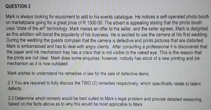  QUESTION 2 Mark is always looking for equipment to add to