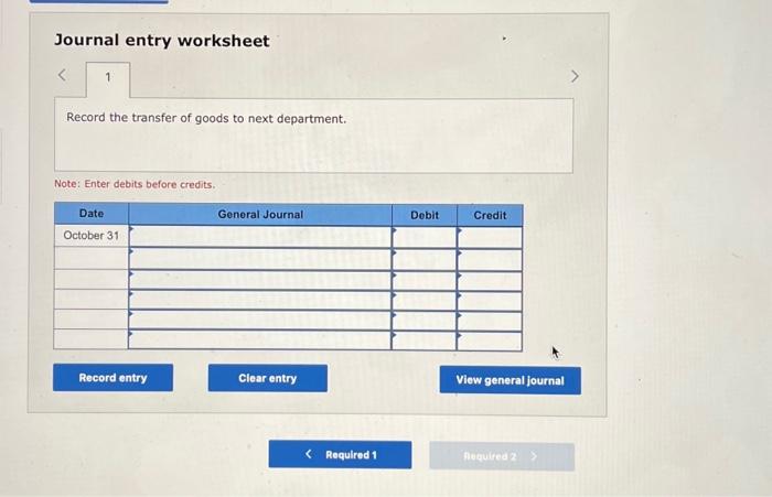 production cost report for Ocrober using the weighted average method. 2. Prepare