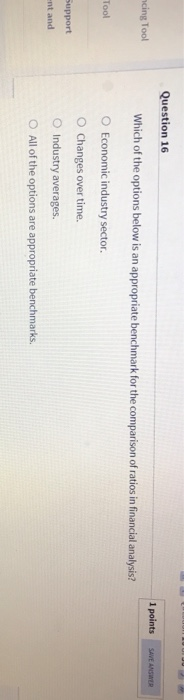 Question 16 1 points SAVE ANSWER ning Tool Which of the