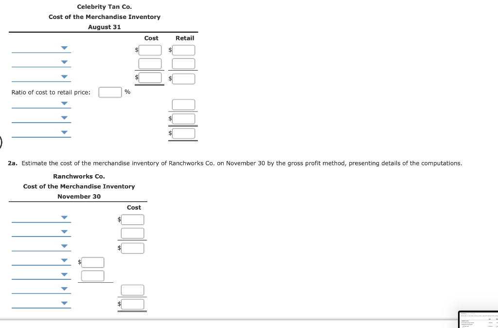 and sales for Celebrity Tan Co. and Ranchworks Co. are as follows: