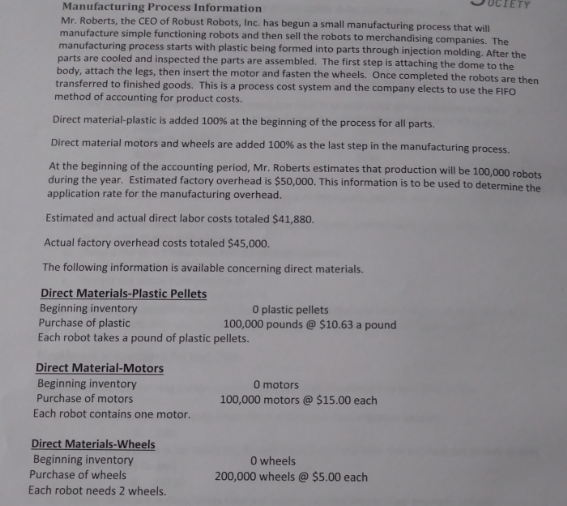 based on the information provided in the next section, complete the following