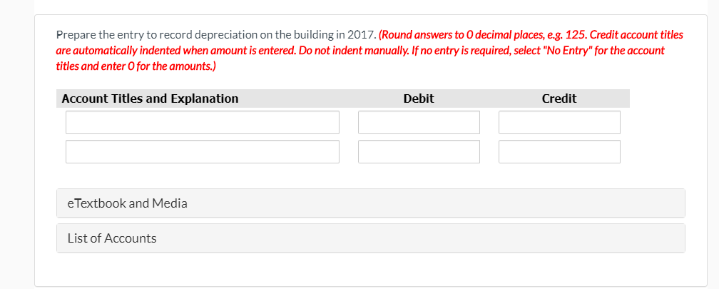 values of selected depreciable assets at the beginning of 2017. Here are