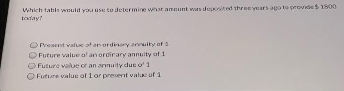  Which table would you use to determine what amount was deposited