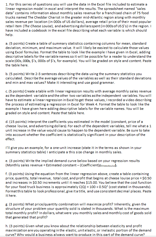 represented as those below sales = 5 Monthly sales revenue (\$1000s) price