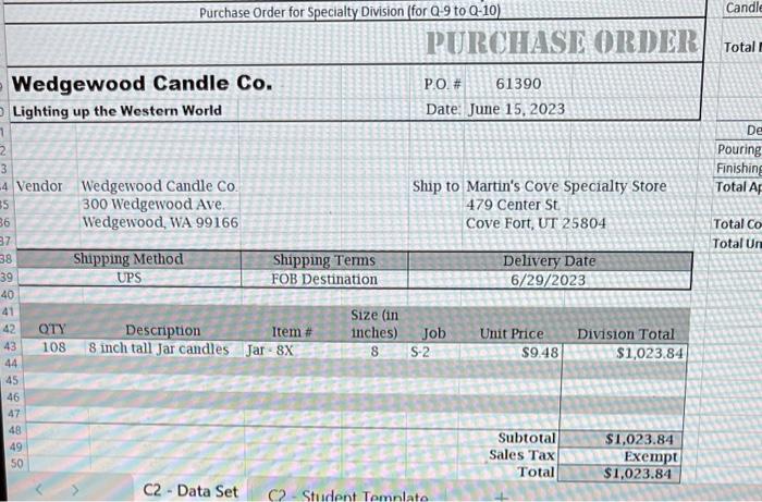 costs for the job. Q-2. Use the information from Josey's spreadsheet and