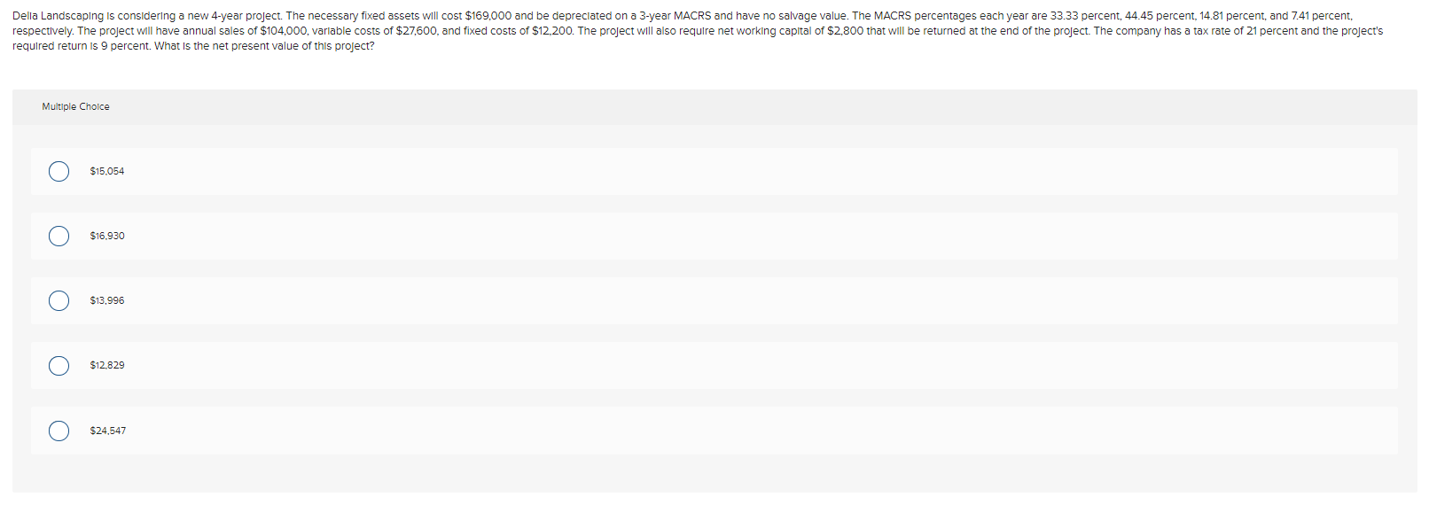  required return is 9 percent. What is the net present value