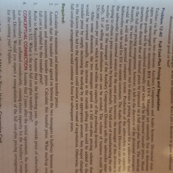 what mark up over full cost is implied by this transfer