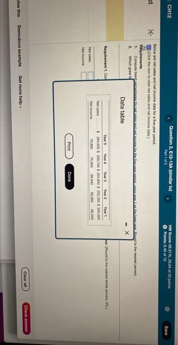 need help with this question Data table Beloww are net sales and