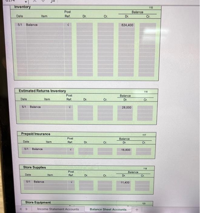 on account. May 13: Paid for merchandist porchased on May 3 .