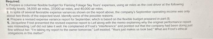 Company; Ethical Issues (LO 11-1, 11-2, 11-6) Flaming Foliage Sky Tours is