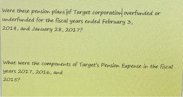 Please help me with these two questions from Target's financials Were these