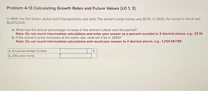  Problem 4-13 Calculating Growth Rates and Future Values [LO 1, 3]