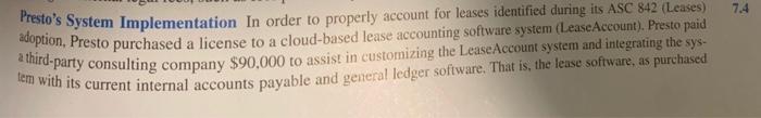 I need detailed codification answer on this question, thank you 7.4 Presto's
