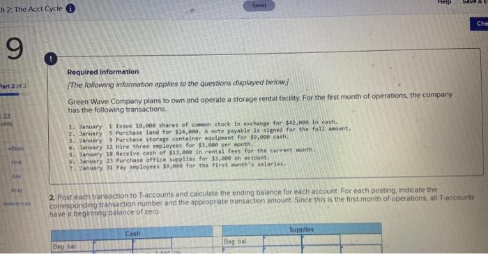  help me please Sove Saved Help h 2: The Acct Cycle