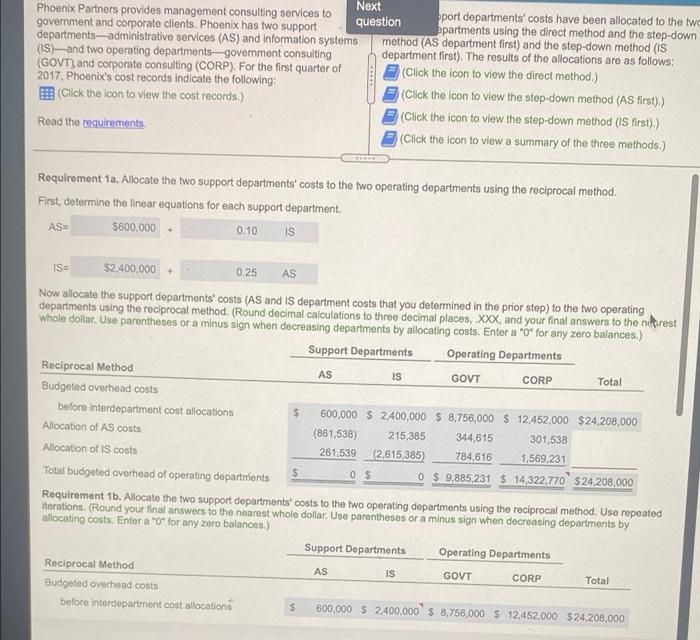please verify and do requirement 2! Next Phoenix Partners provides management consulting