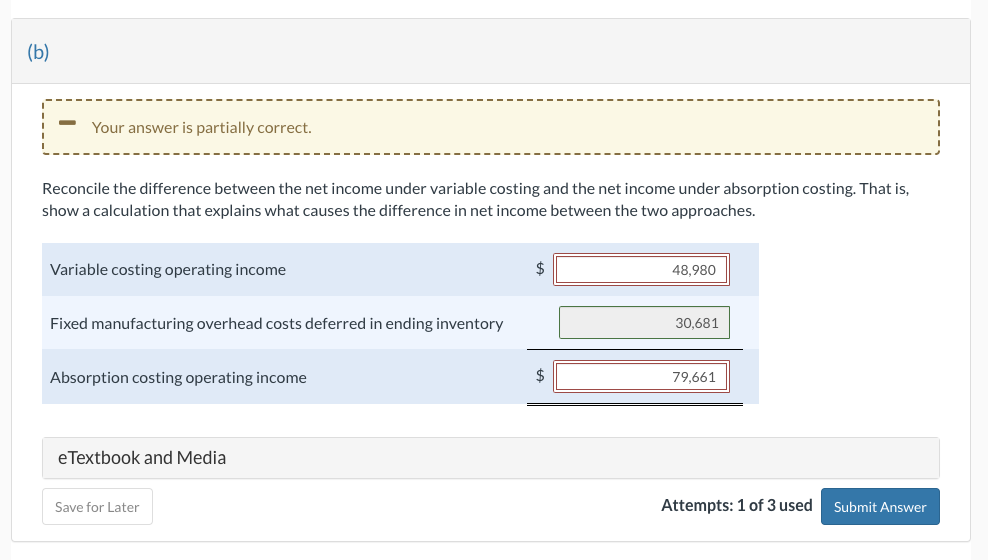 net income under absorption costing. That is, show a calculation that explains