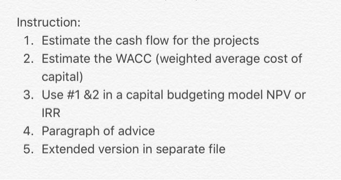 company hired you as a financial analyst to help the company decide