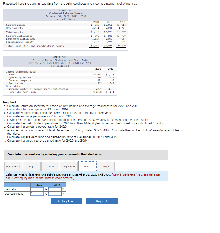 the current ratio for each of the past three years. d. Calculate