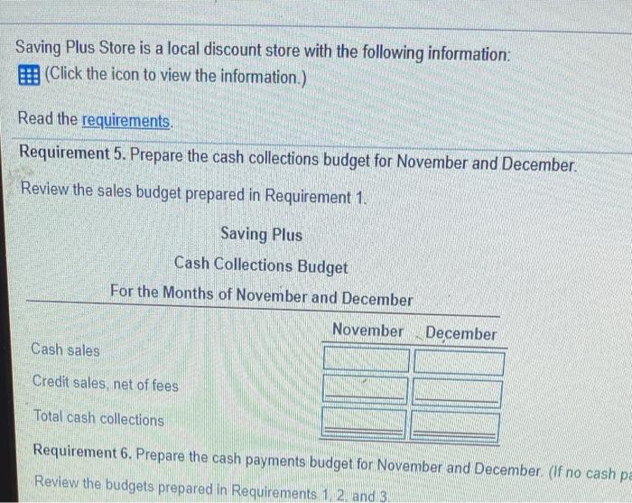 Table following in . October sales are projected to be $370,000. vember