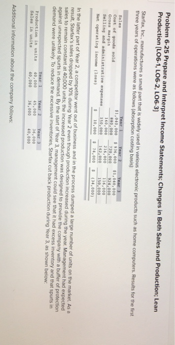  Problem 6-25 Prepare and Interpret Income Statements; Changes in Both Sales