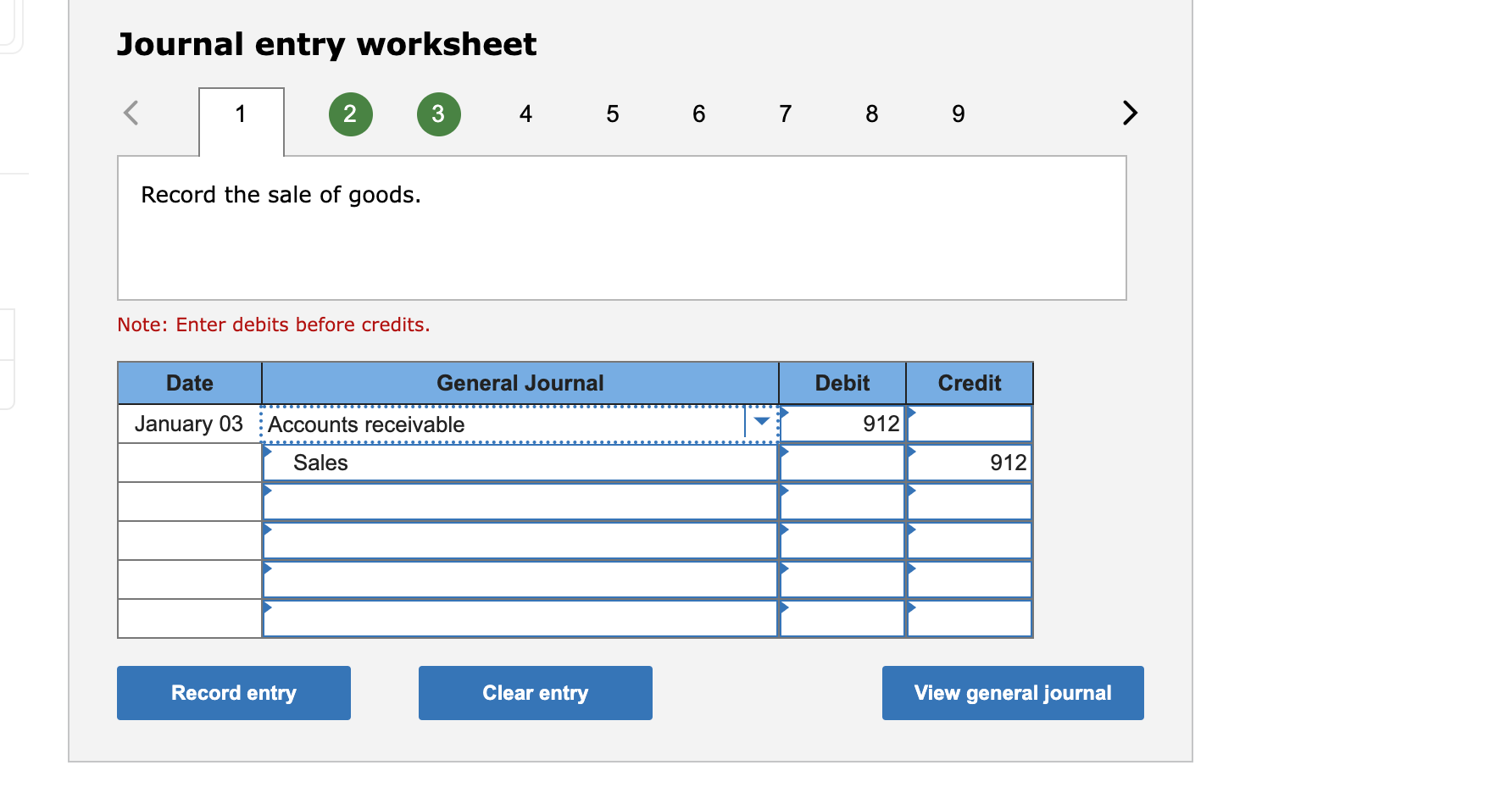 betore credits. Journal entry worksheet INote: tnter aebits berore creaits. Journal entrv