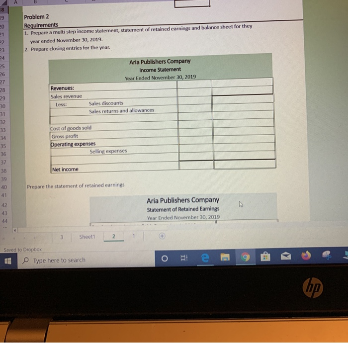one more time. Jennie Financial Accounting Problem 2 Aria Publishers Company's selected
