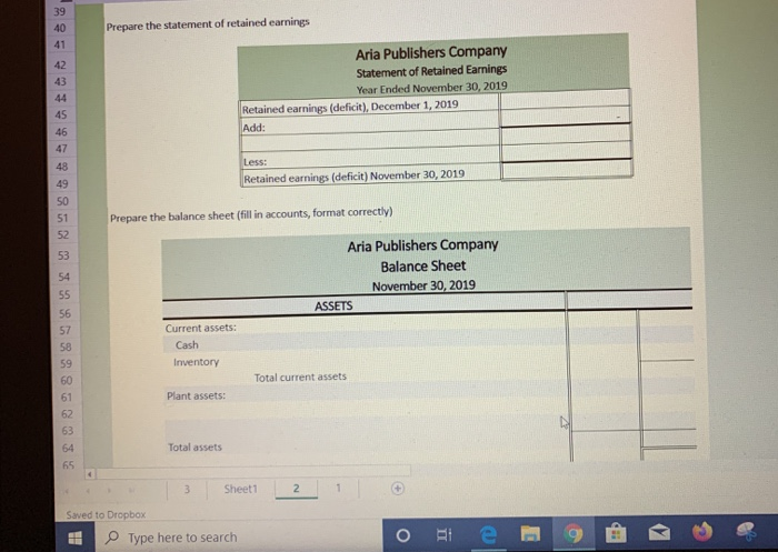 accounts at November 30, 2019 are as follows: $ 18,400 Inventory 36,800