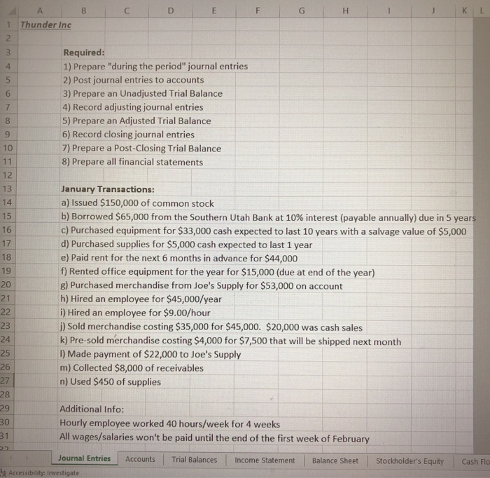  B D E F G H KL Thunder Inc 1 2