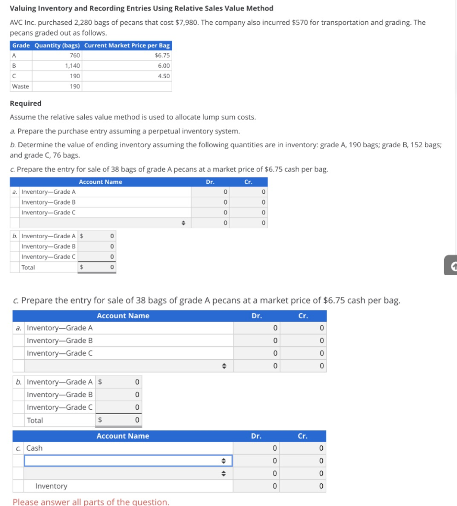  Valuing Inventory and Recording Entries Using Relative Sales Value Method AVC