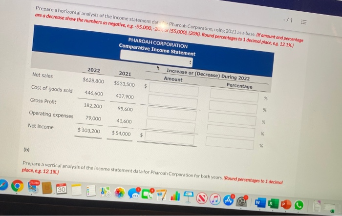 statements of Pharoah Corporation. PHAROAH CORPORATION Comparative Income Statement For the Years