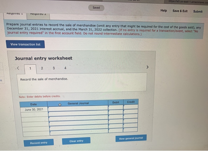 receivable [LO7-7) On June 30, 2021, the Esquire Company sold merchandise to