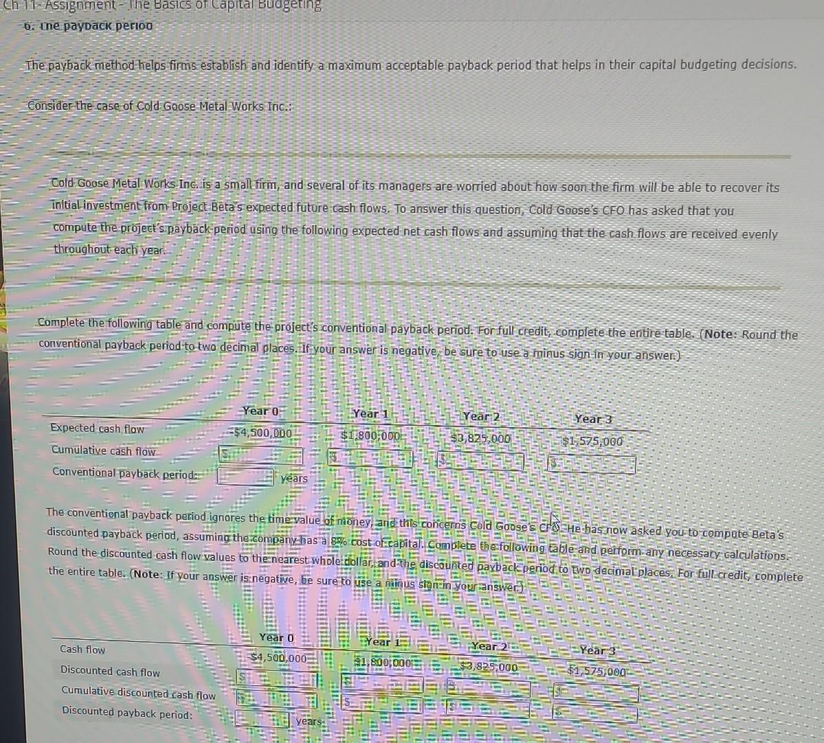  6. Ine paydack perloo The payback method helps fimis establish and