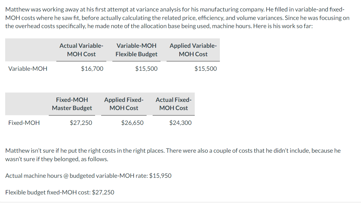 need help with part c)? Matthew was working away at his first