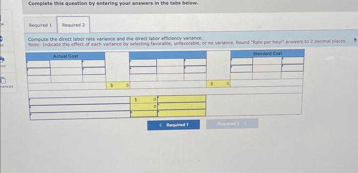 LO P3 Camila Company has set the following standard cost per unit