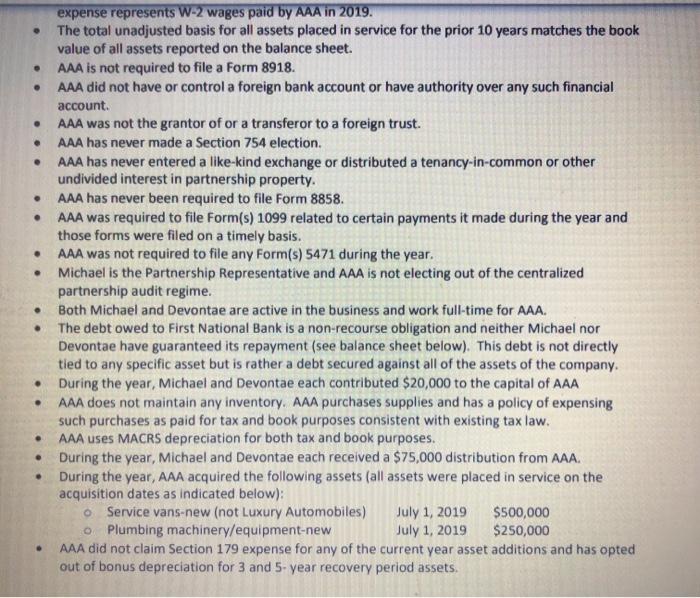 9: Partnership Instructions: Please complete AAA Fast Plumbing's 2019 tax return based