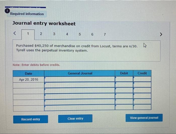 from Locust, teres n/30. Tyrell uses the perpetual inventory system May 19