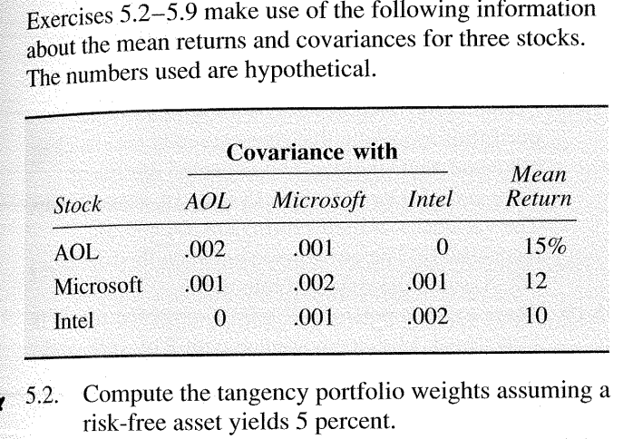  Only answer 5.7 a&b ercises 5.2-5.9 make use of the following