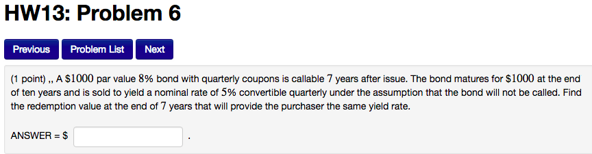  HW13: Problem 6 Prevlous Problem List Next (1 point) ,, A