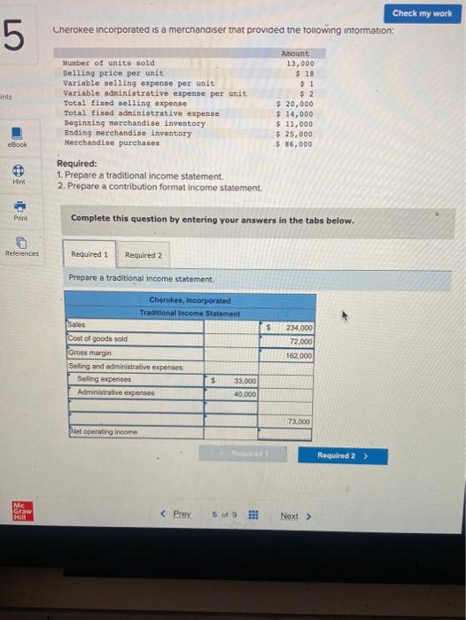 of units sold Selling price per unit Variable selling expense per unit