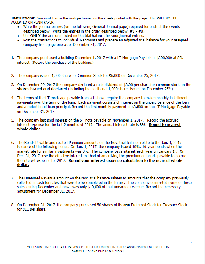 OF THIS DOCUMENT Part 1: Insert the Trial Balance HERE Denver Mountain