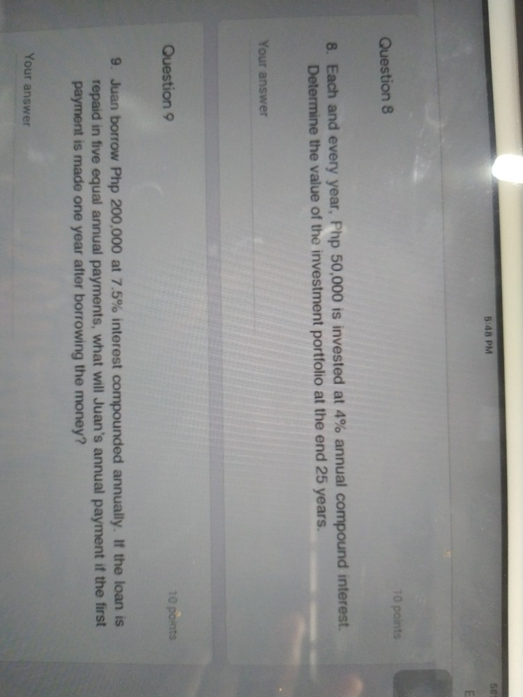  5:48 PM TO points Question 8 8. Each and every year,