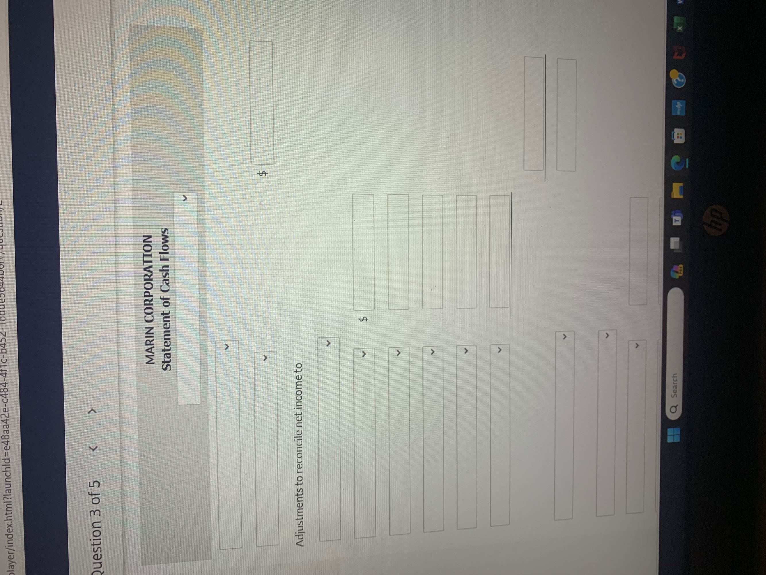 following information is available from the comparative balance sheet for Marin at